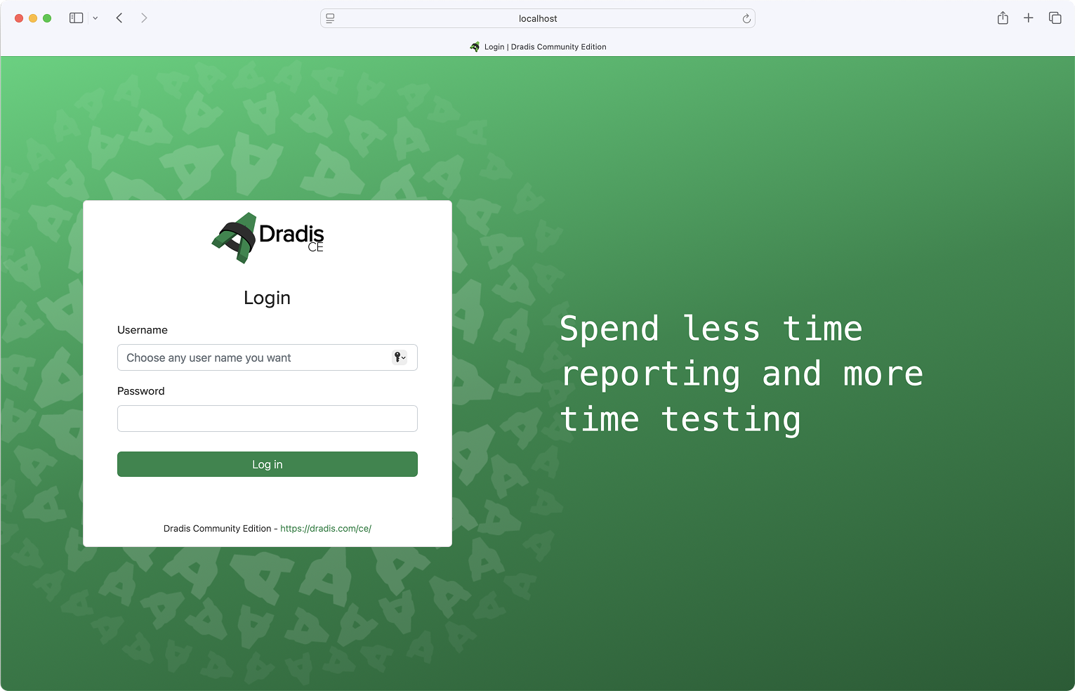 Dradis CE login view