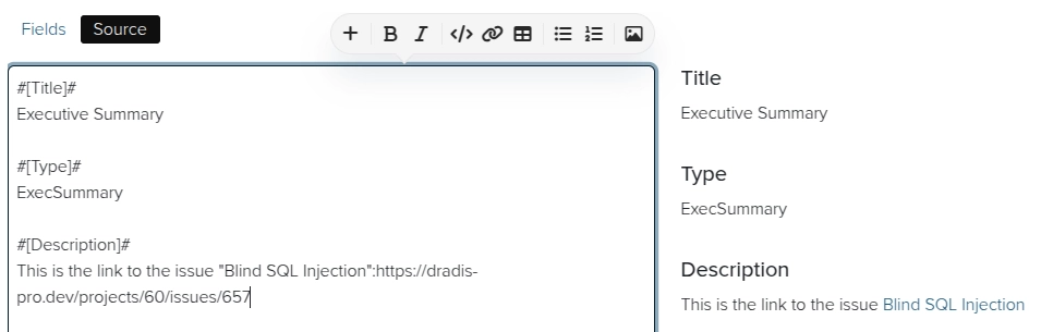 Screenshot of Dradis cross-referencing