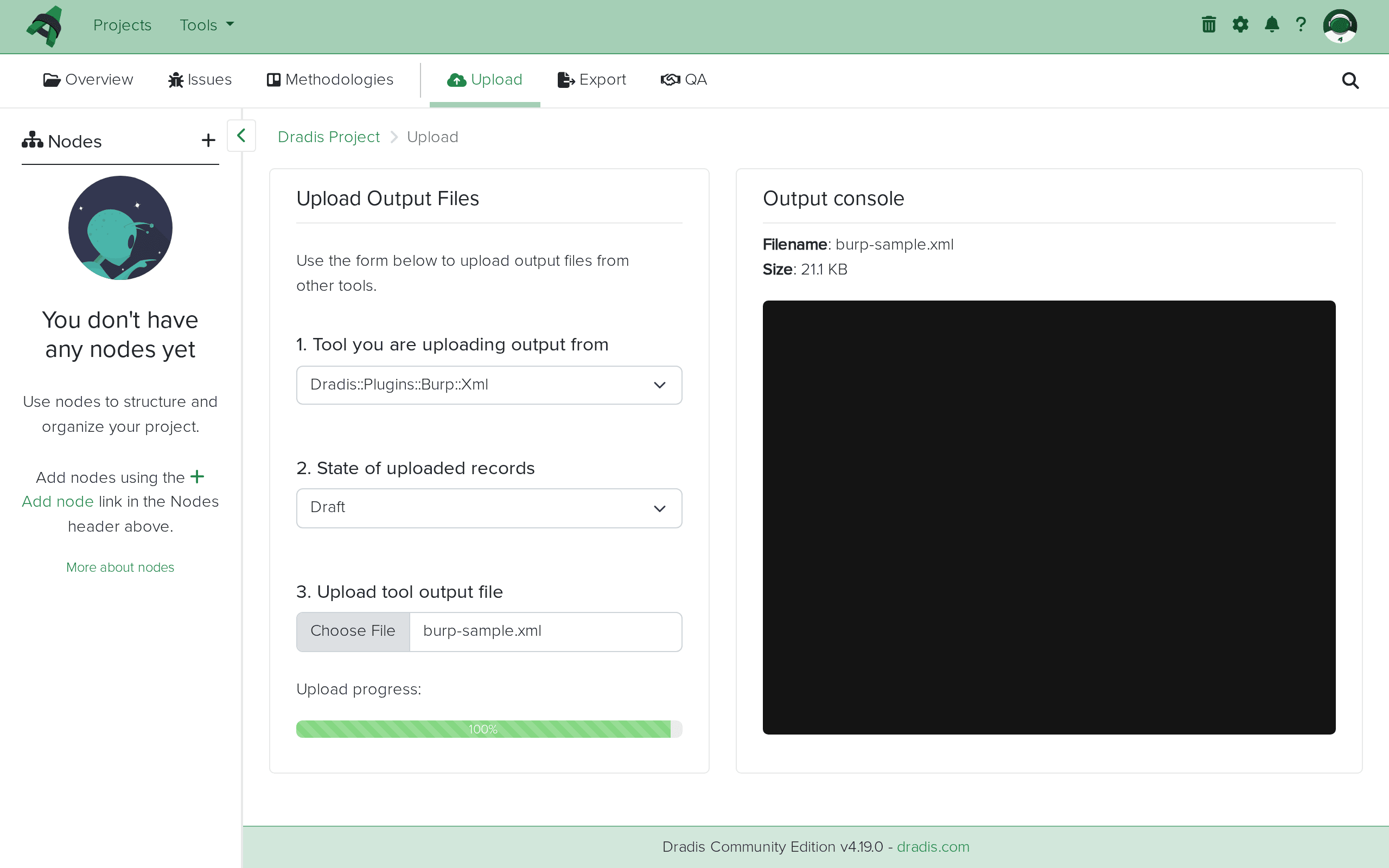 File selected and ready to upload