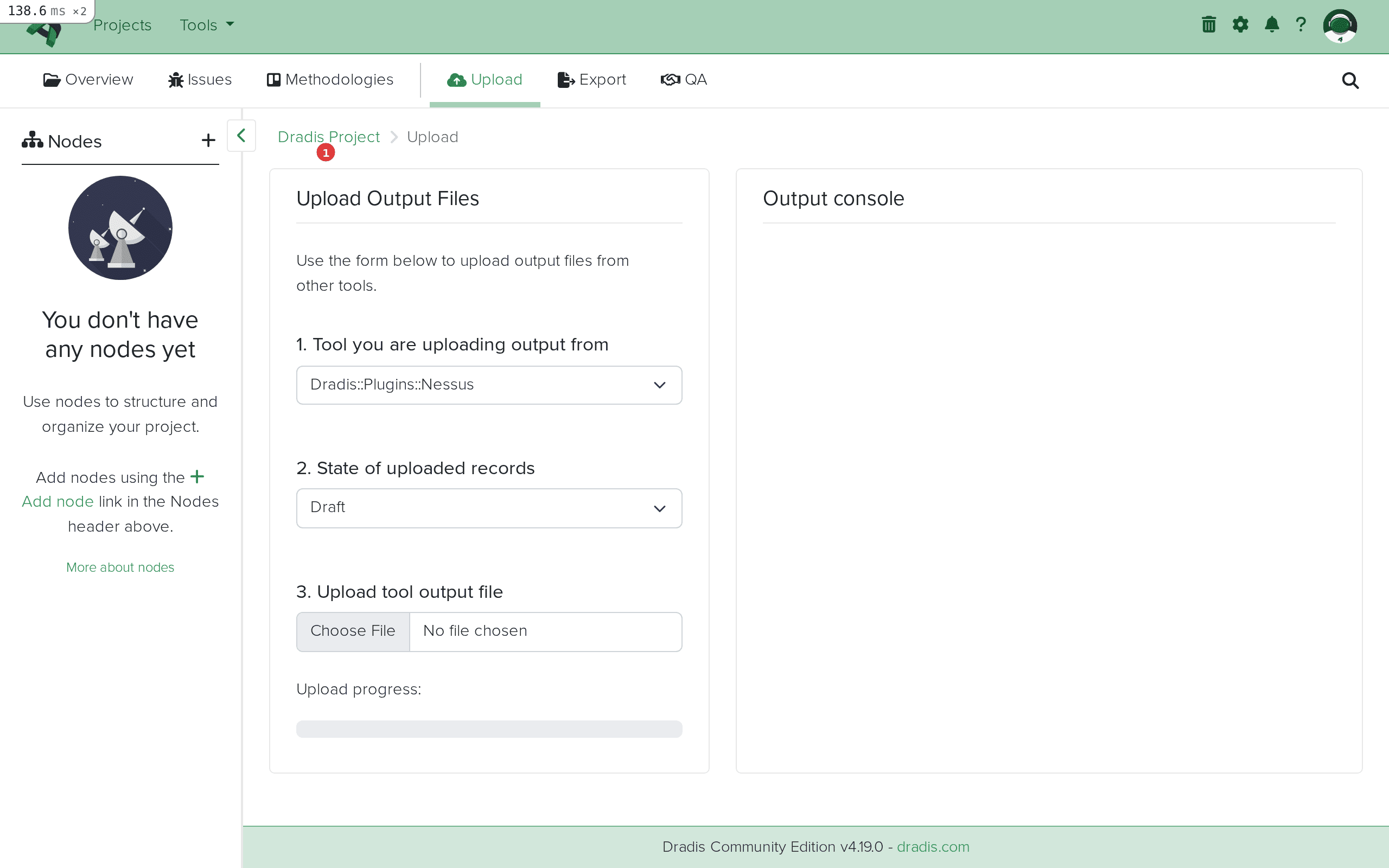 Nessus plugin selected in the dropdown