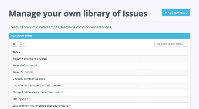 Screenshot of Issue Library