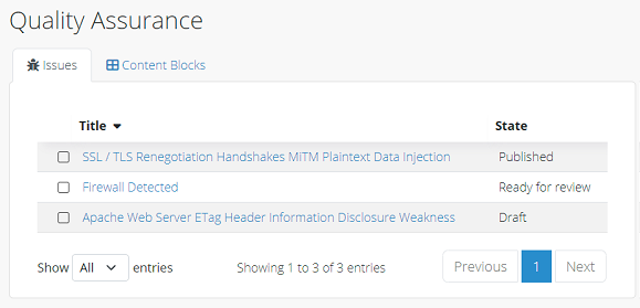 Screenshot of Quality Assurance review interface