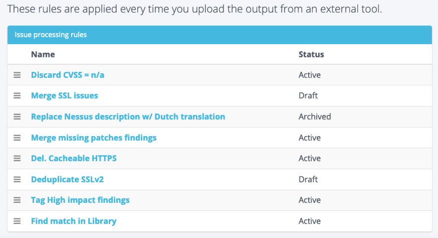 Screenshot of Rules Engine interface
