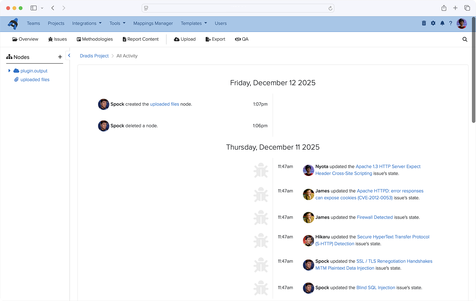 The Recent activity tab and the Activity Feed show recent updates made by all team members