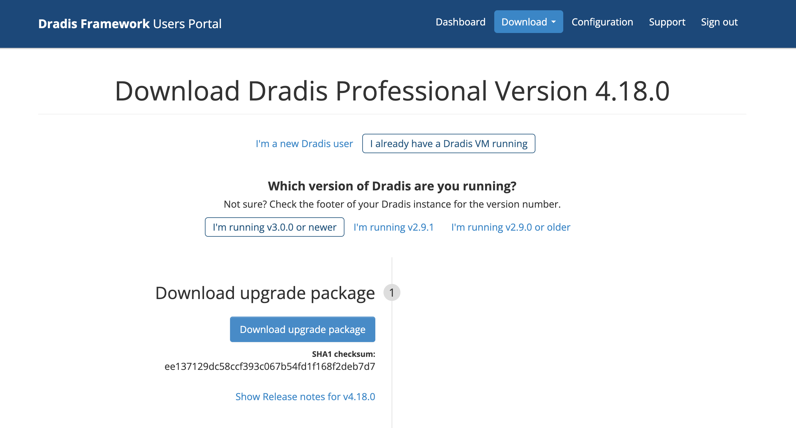 Screenshot of Dradis Download screen